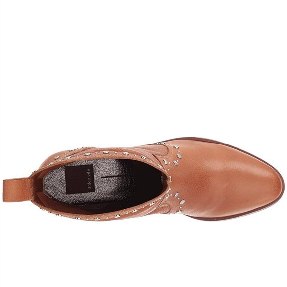 Leather Ankle Booties Dolce Vita Womens Cognac NWT - Picture 4 of 7